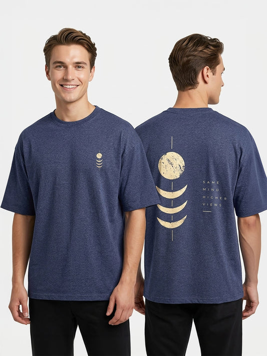 Mens Oversized Fit Navy Melange T-Shirt