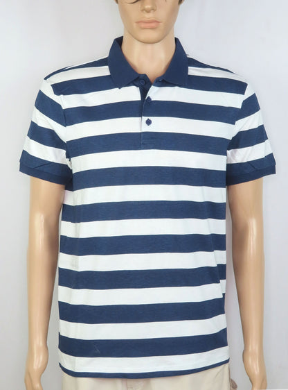 Mens Printed Striped Polo