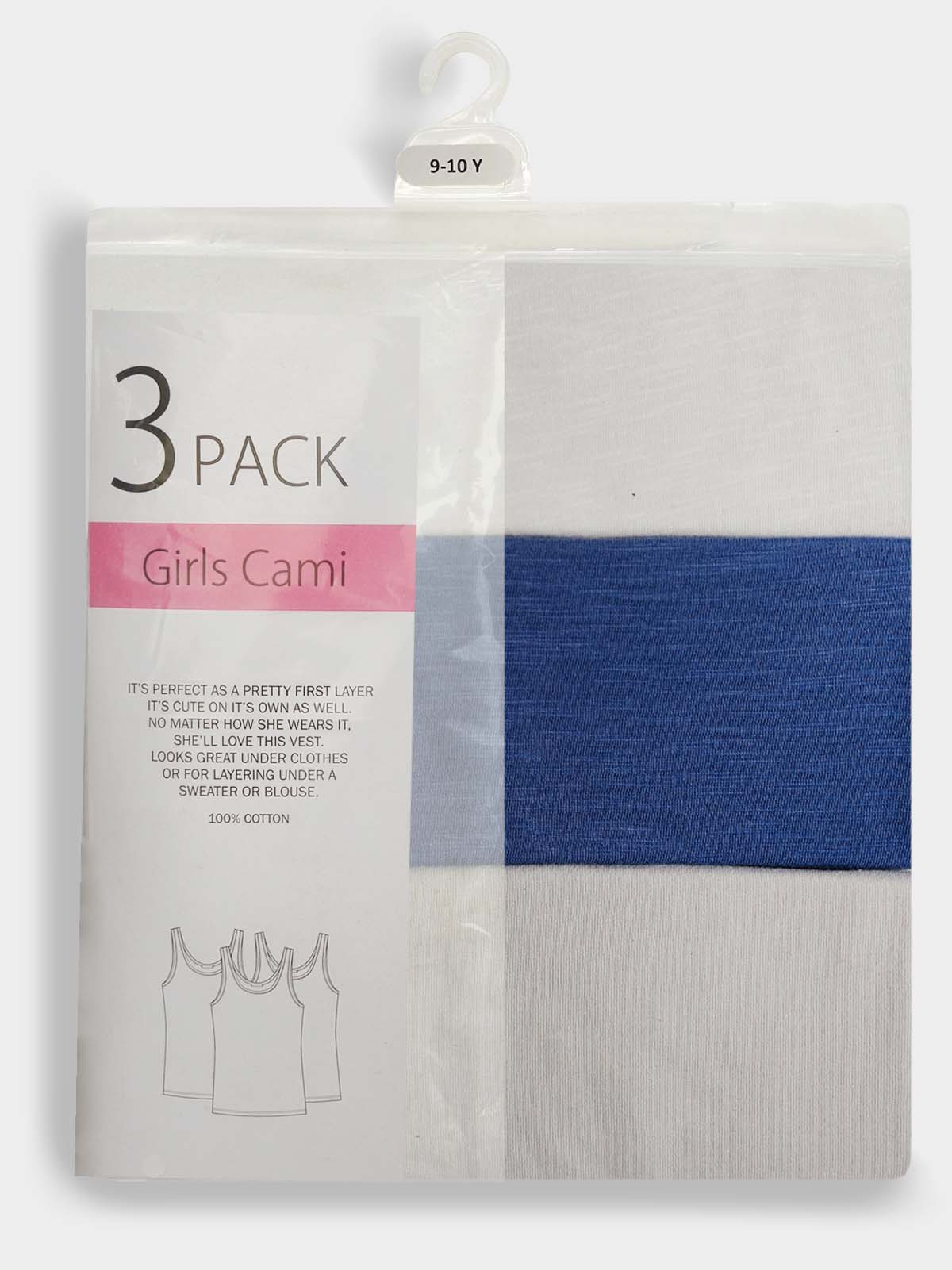 Girls 3 Pack Sleeveless Tops