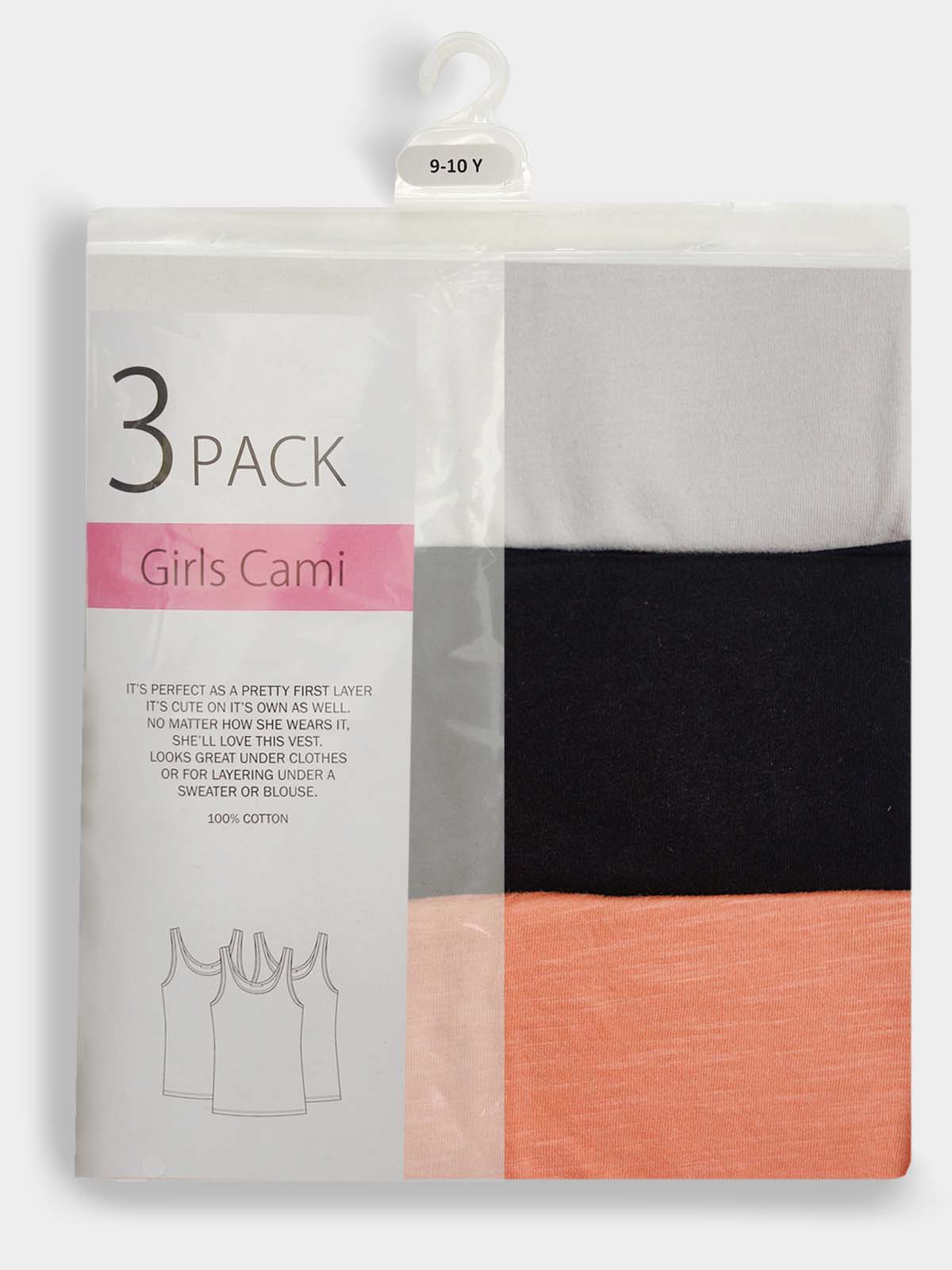 Girls 3 Pack Sleeveless Tops