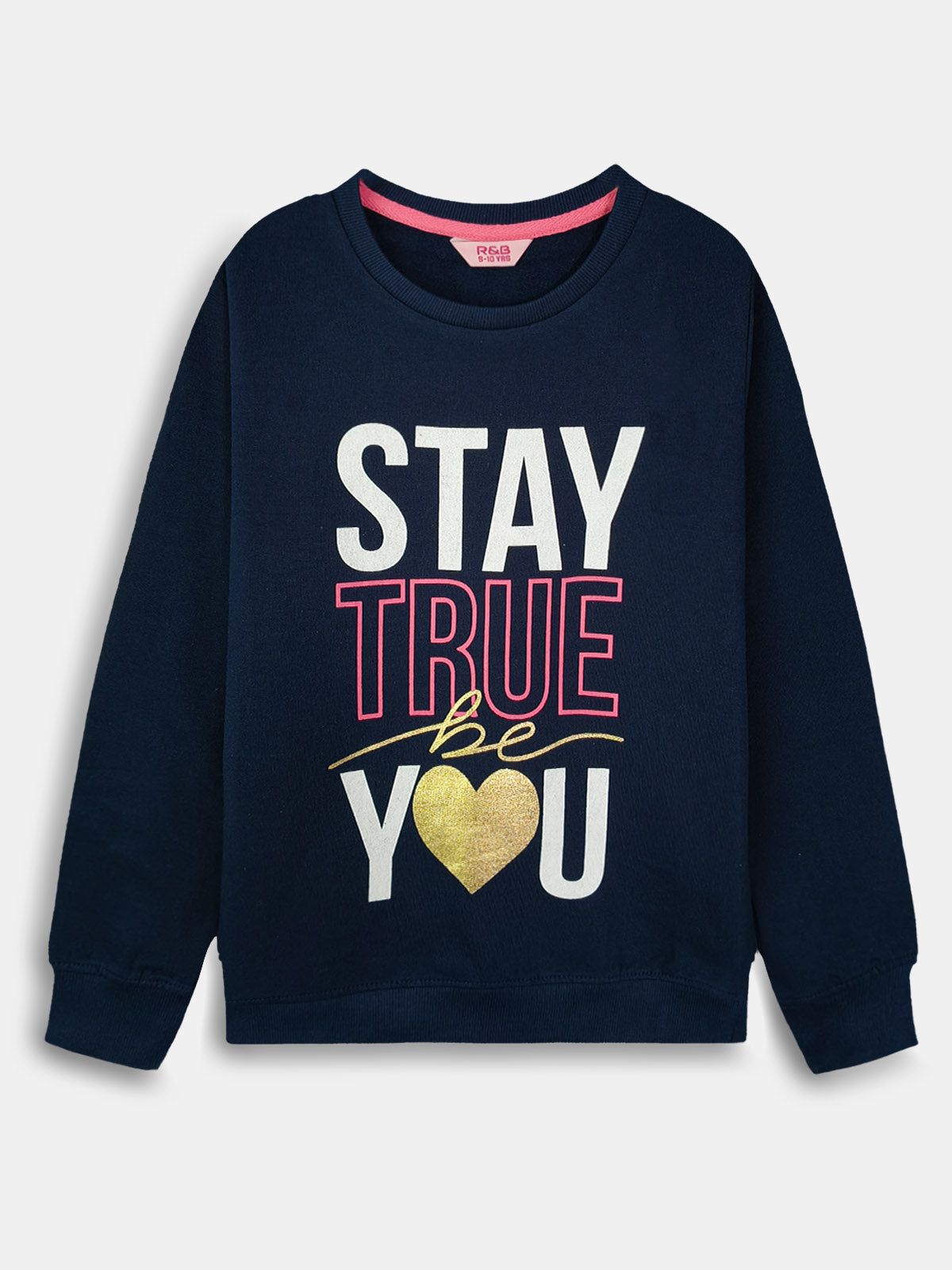 Girls Navy Fleece Pullover Sweatshirt