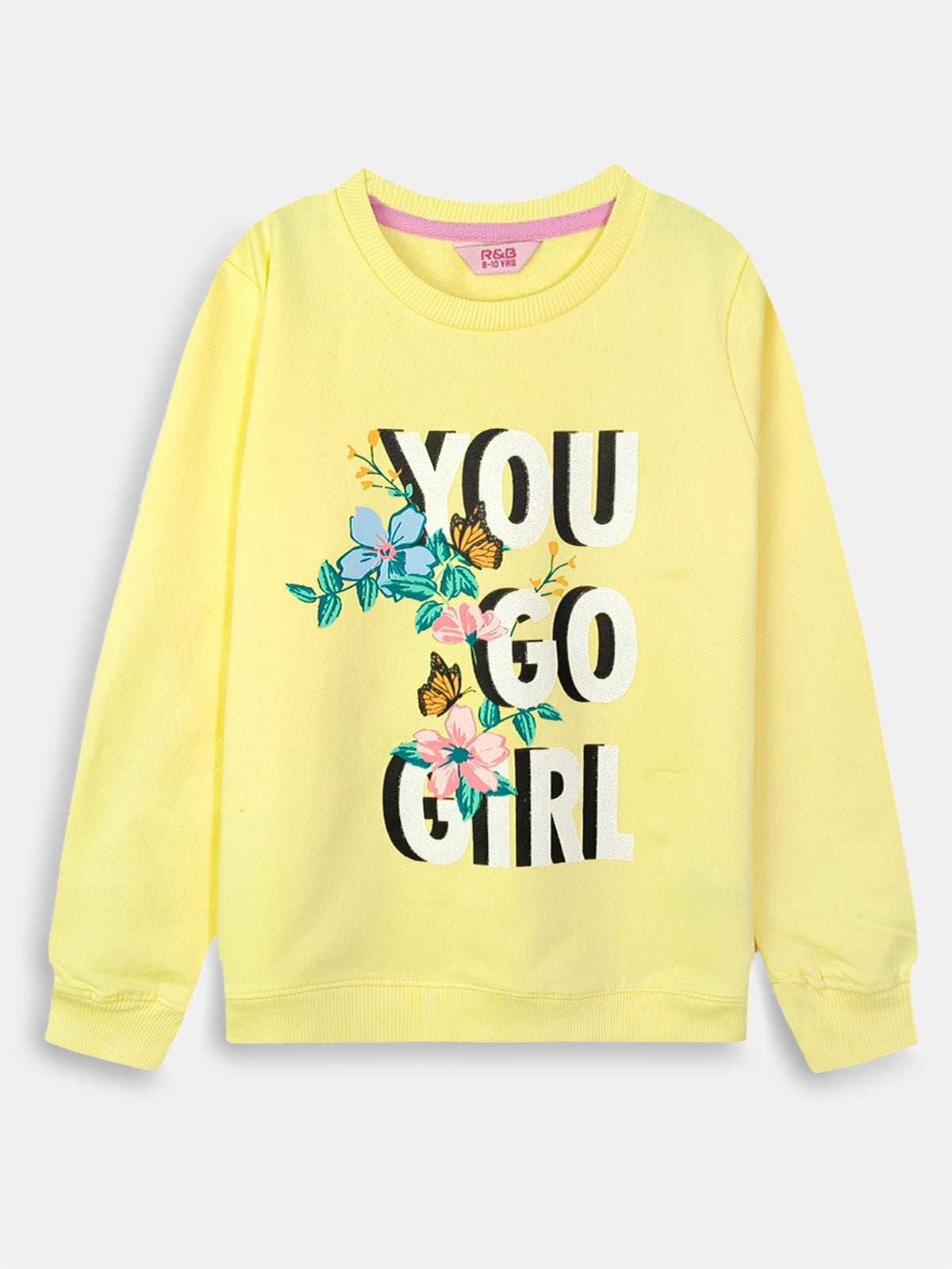 Girls Yellow Fleece Pullover Sweatshirt