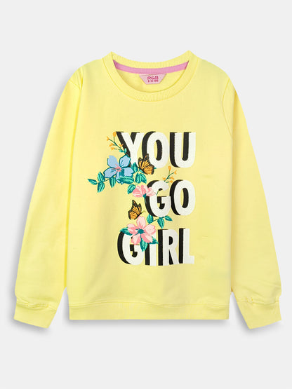 Girls Yellow Fleece Pullover Sweatshirt