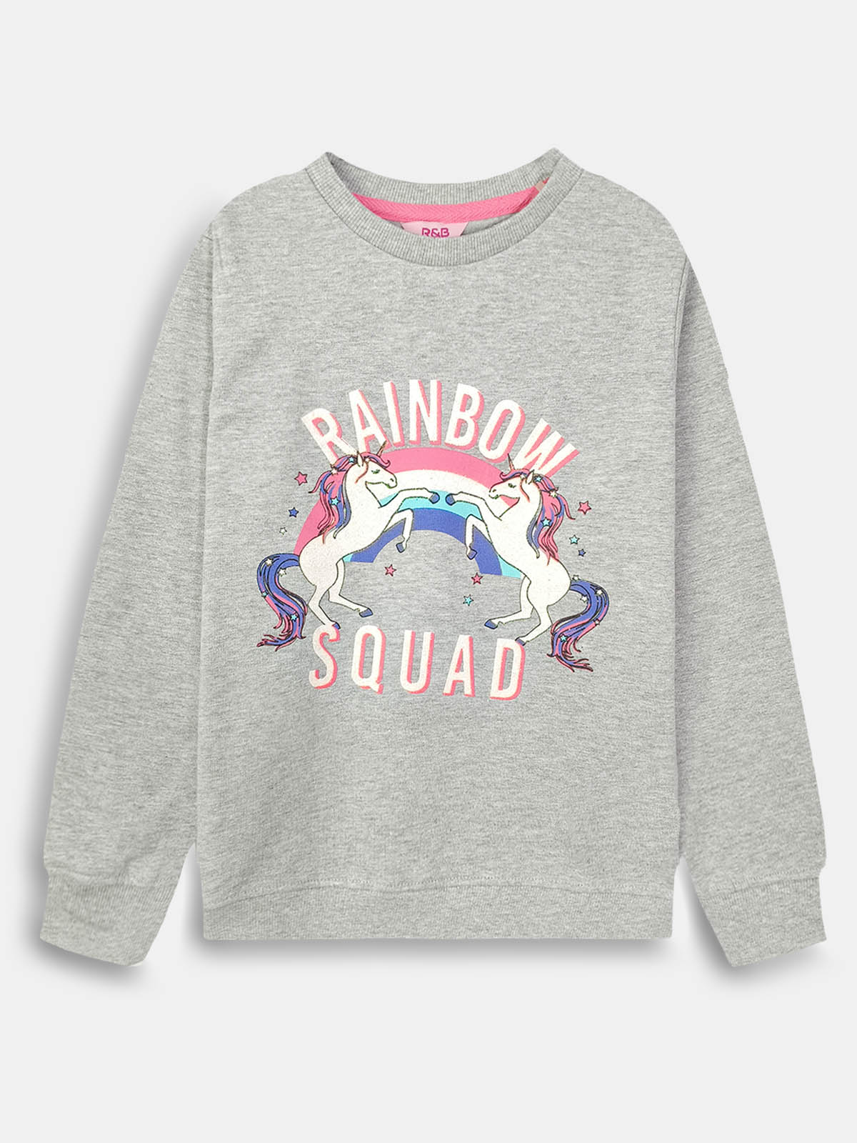 Girls Grey Fleece Pullover Sweatshirt