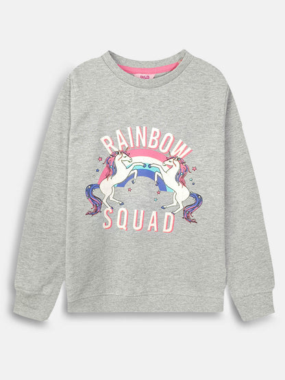 Girls Grey Fleece Pullover Sweatshirt