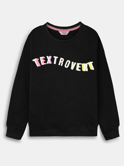 Girls Black Fleece Pullover Sweatshirt