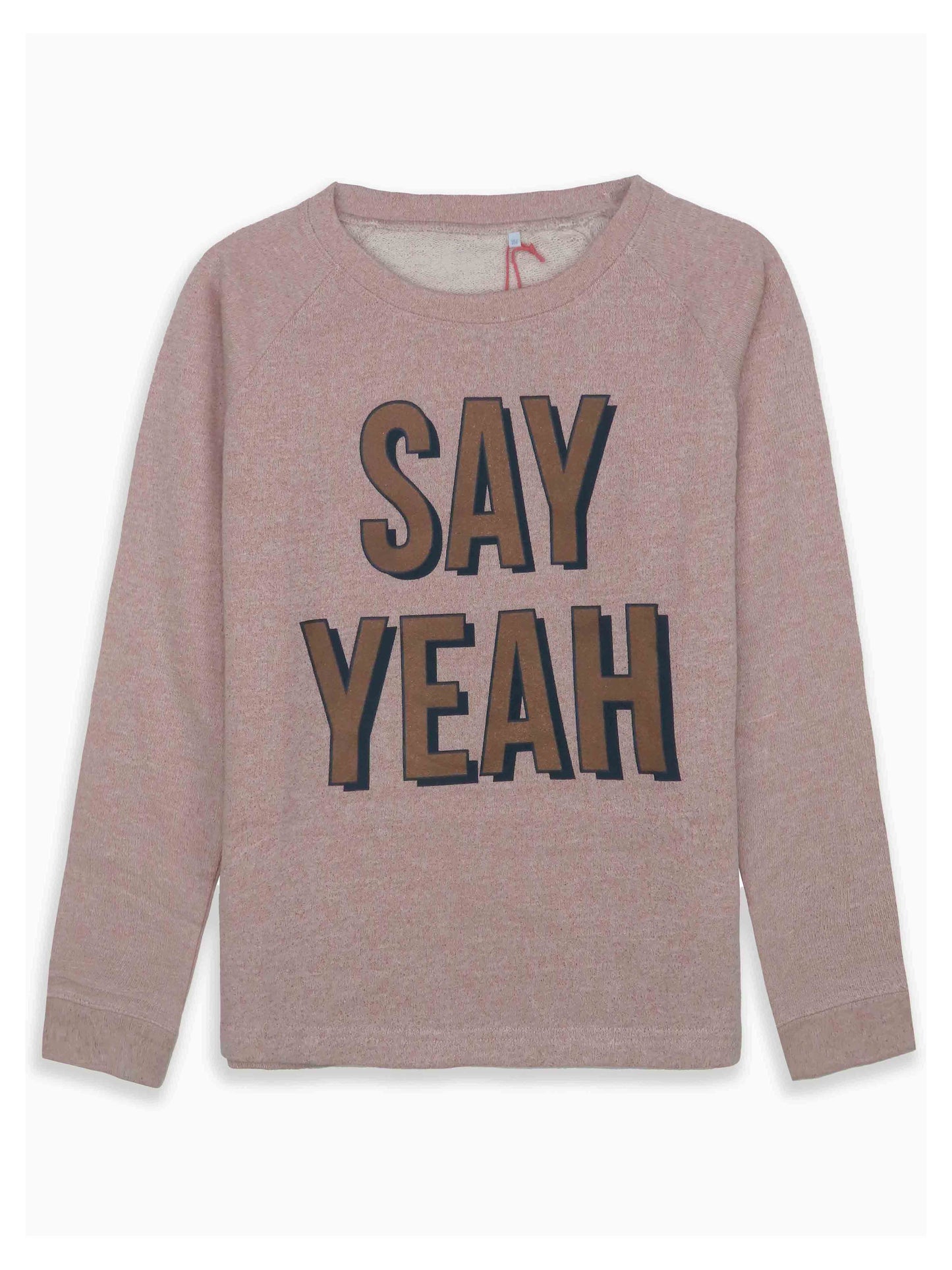 Girls Lurex Printed Peach Sweatshirt