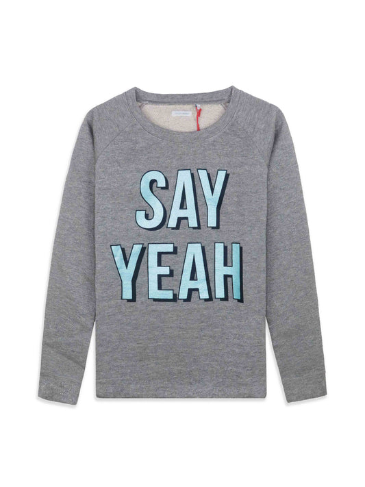 Girls Lurex Printed Grey Sweatshirt