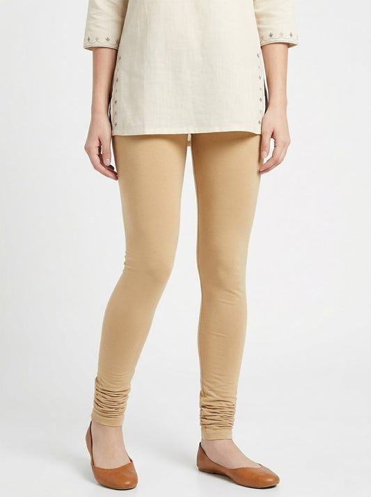 Girls Stretch Churidar Beige Legging