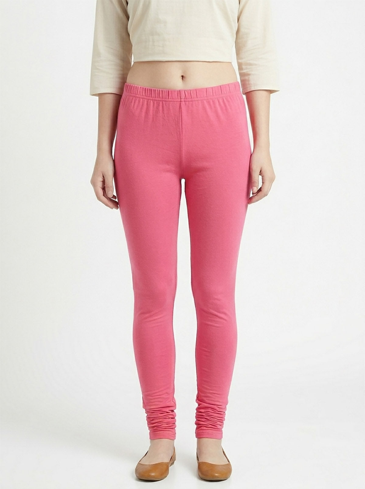 Girls Stretch Churidar Pink Legging