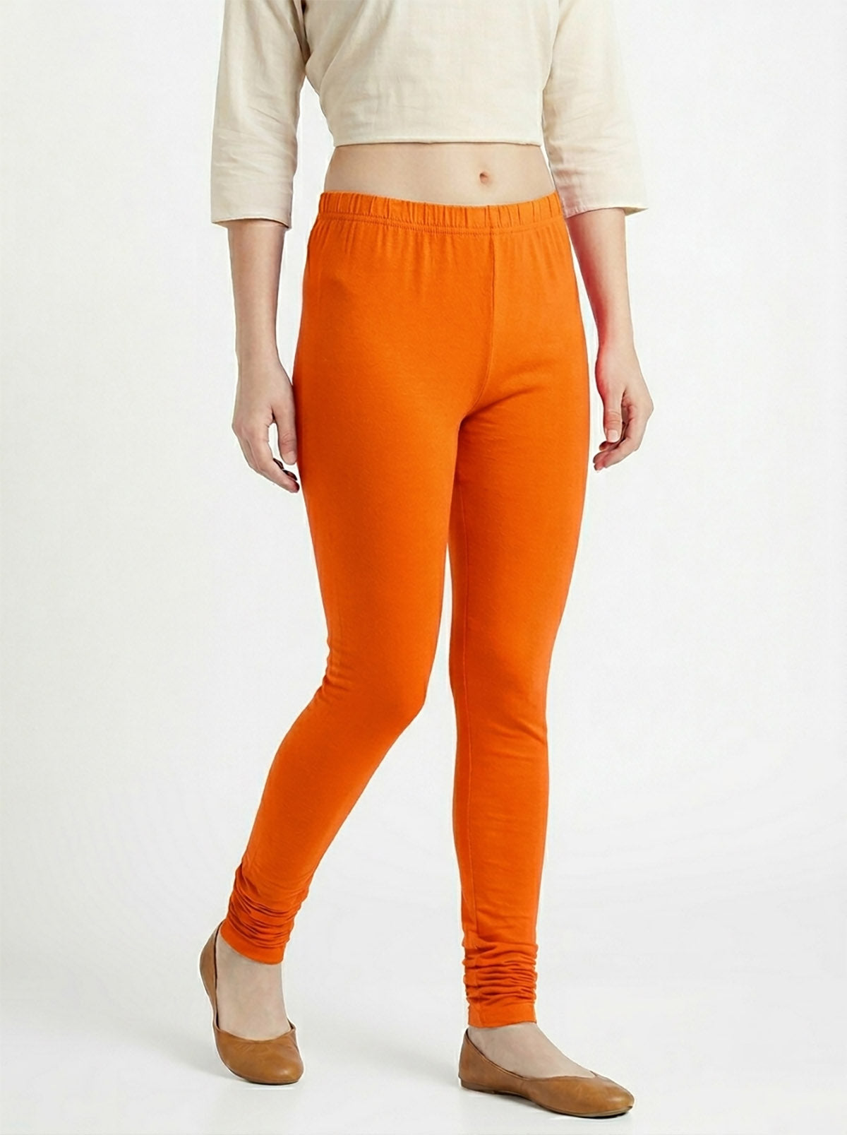 Girls Stretch Churidar Orange Legging