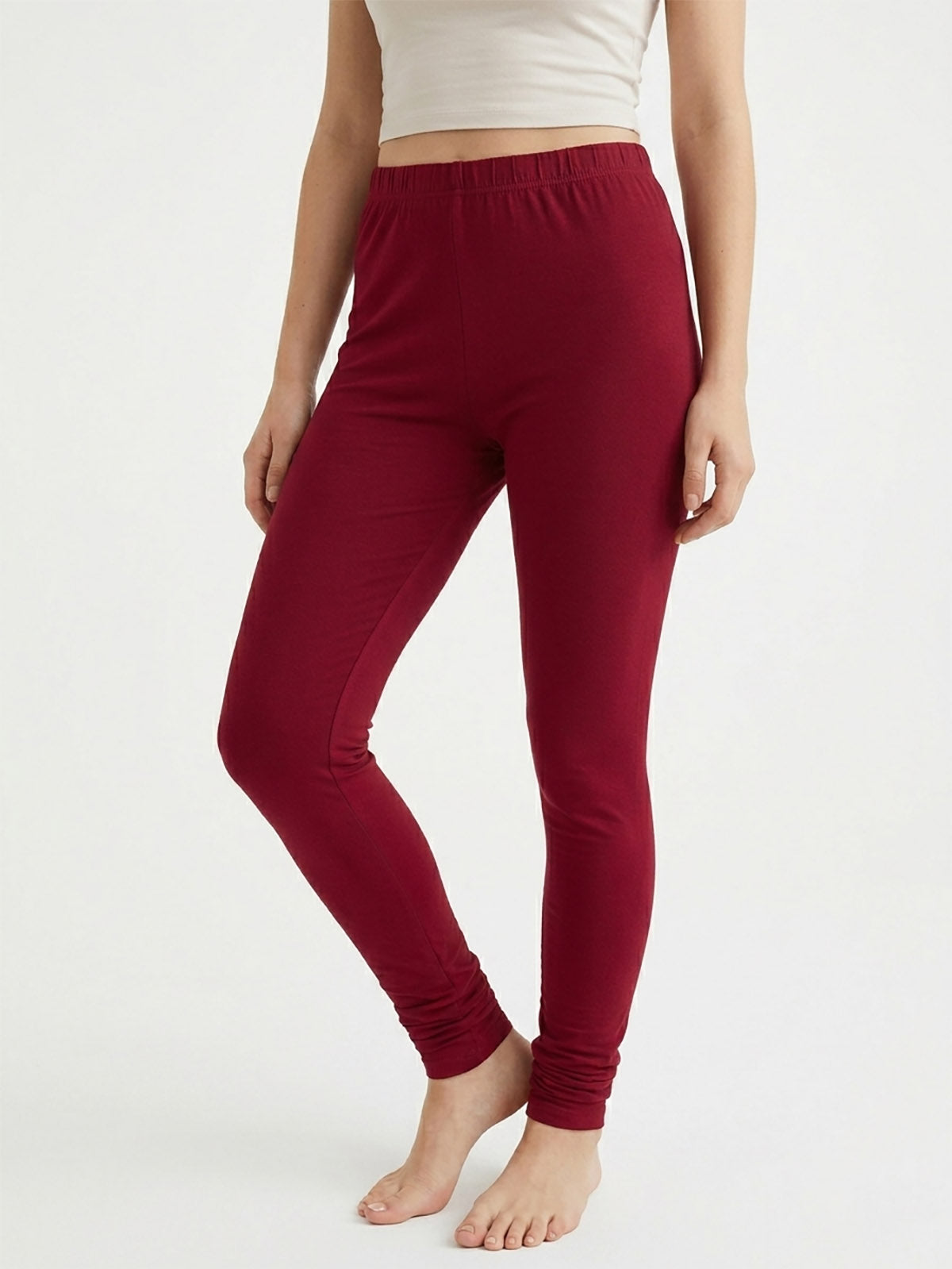 Girls Stretch Churidar Burgundy Legging