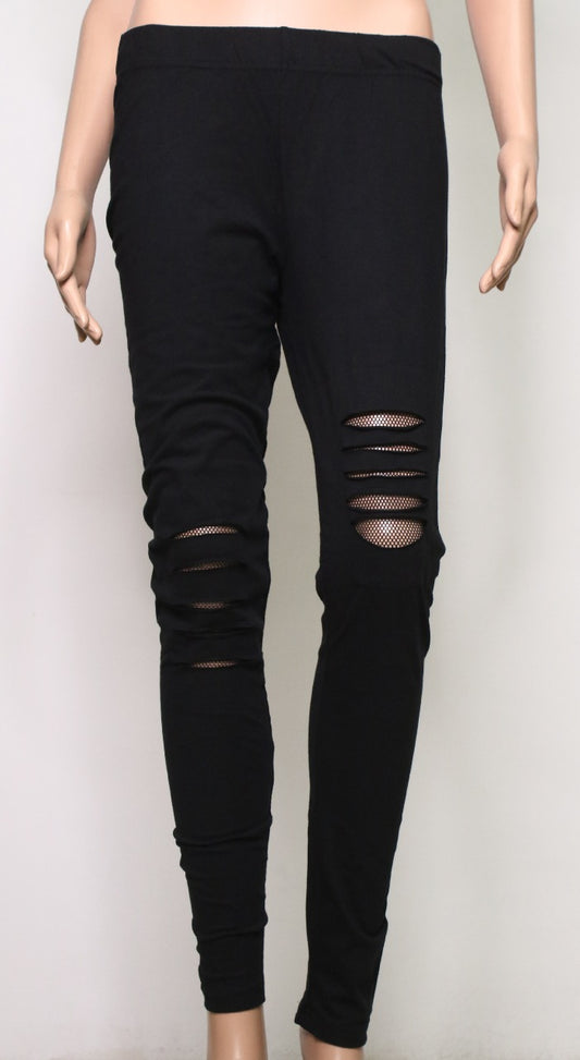 Ladies Stretch Legging With Mesh Trims