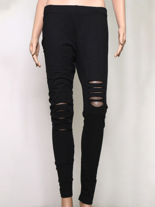 Ladies Stretch Legging With Mesh Trims