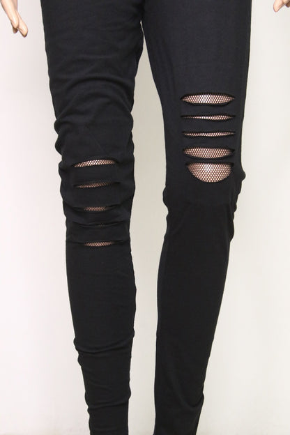 Ladies Stretch Legging With Mesh Trims