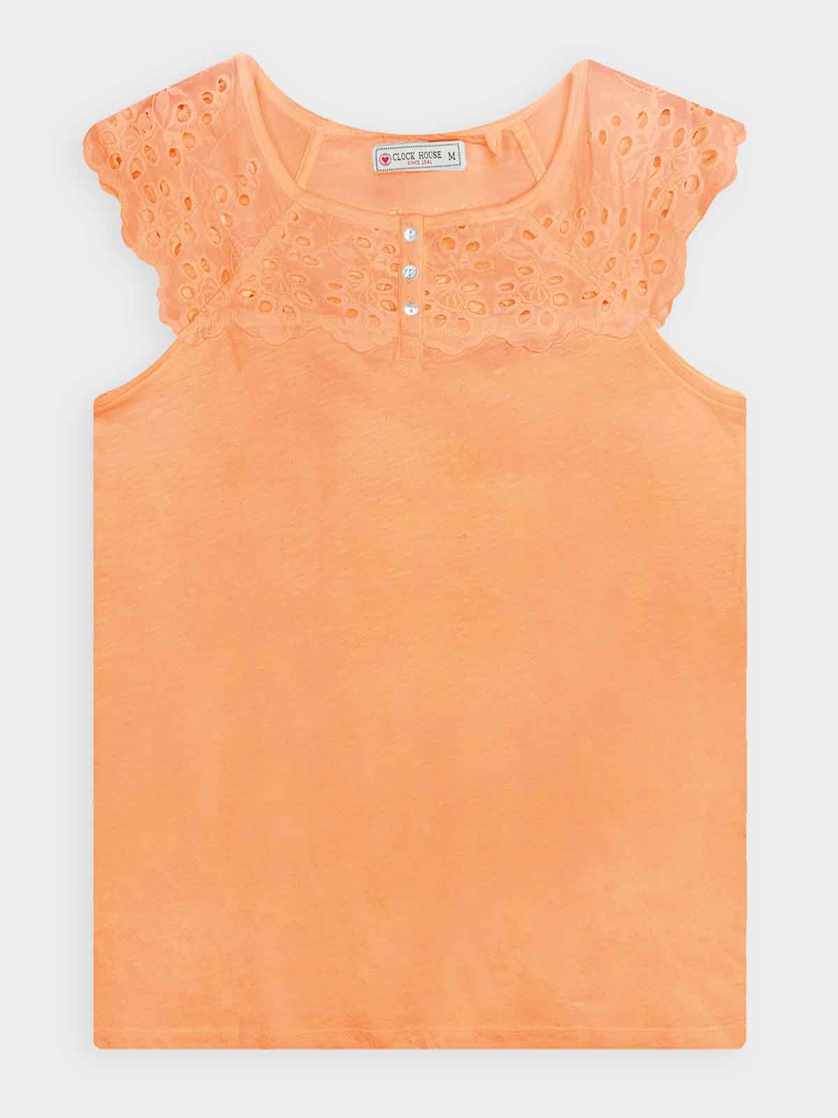 Ladies Orange Crochet Tops