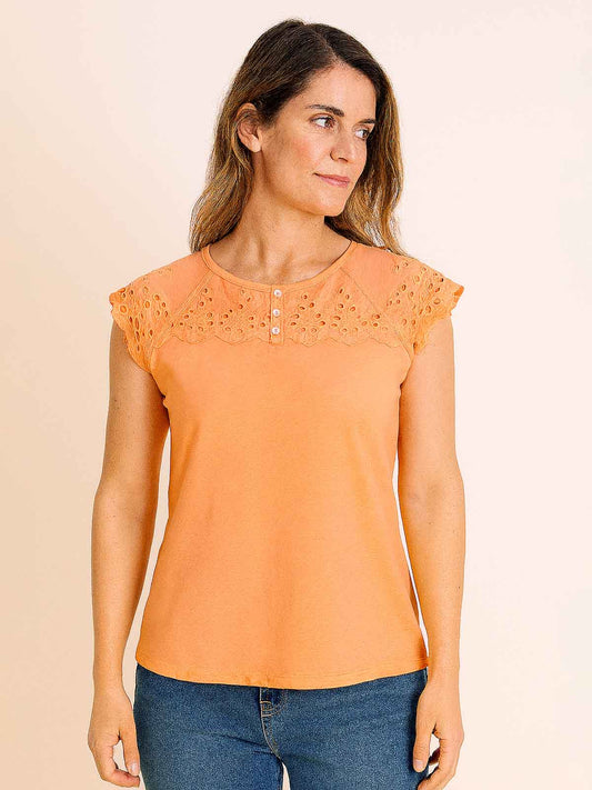 Ladies Orange Crochet Tops