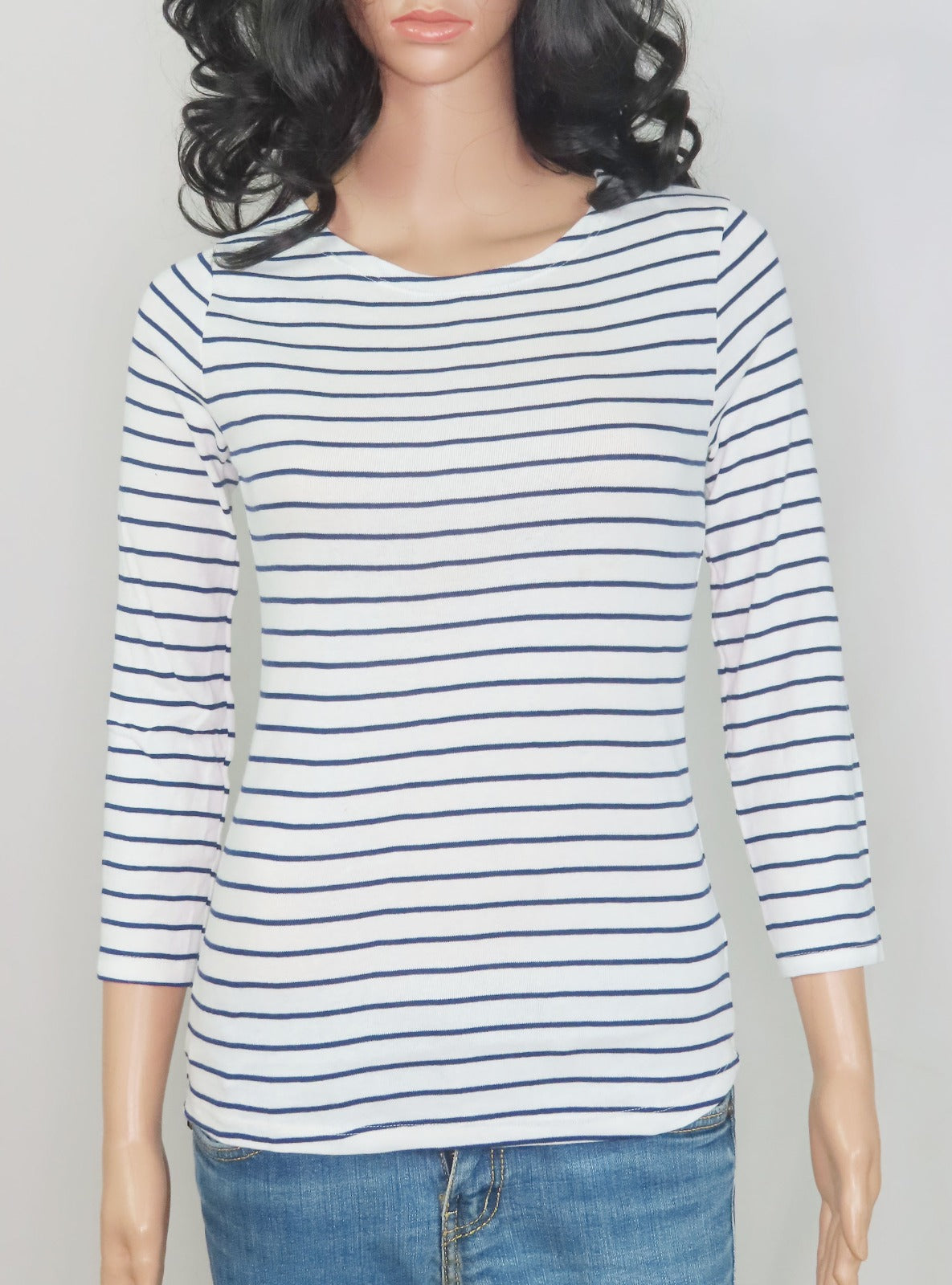 Ladies Striped 3/4th Sleeve T Shirt