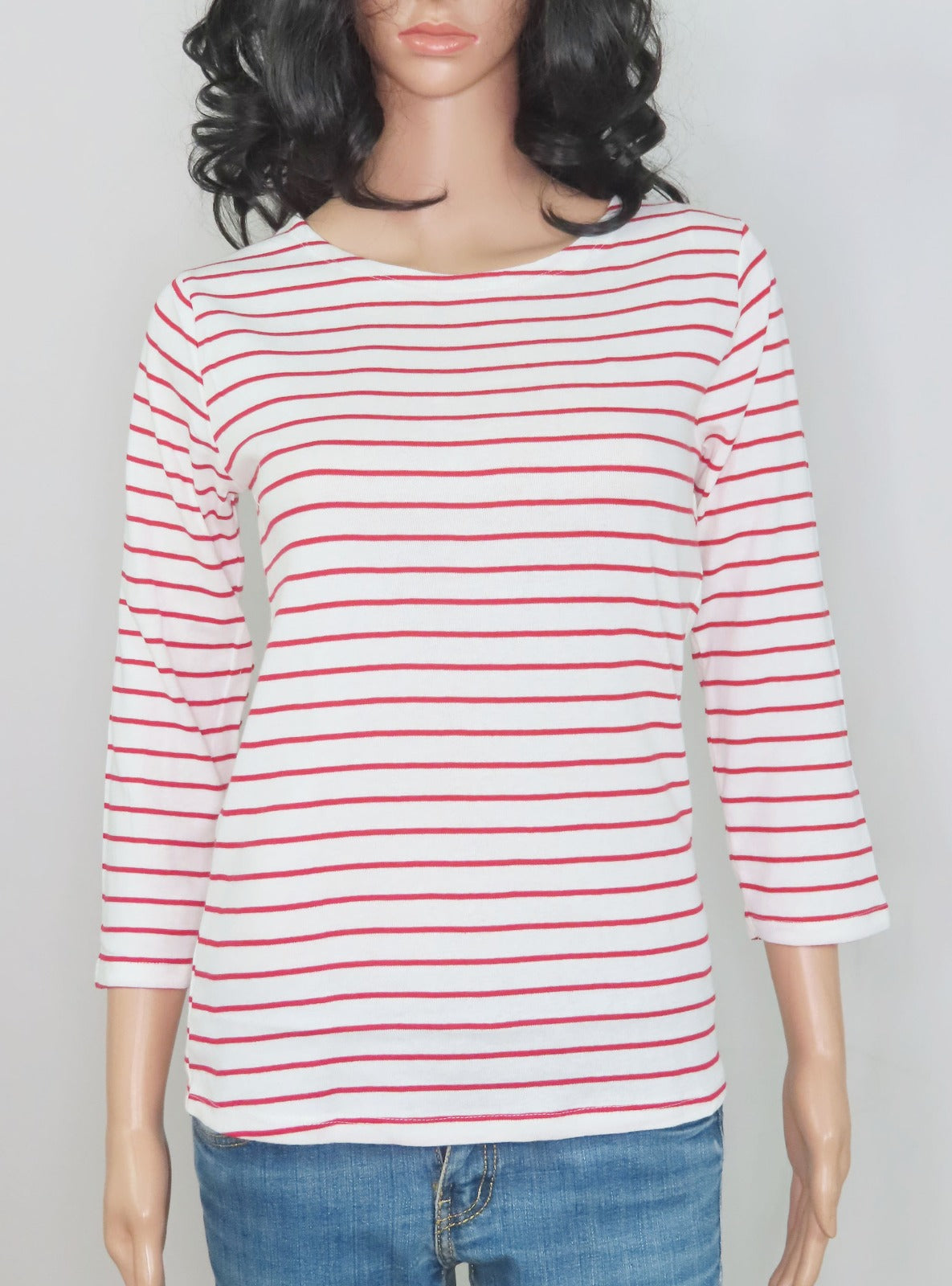 Ladies Striped 3/4th Sleeve T Shirt