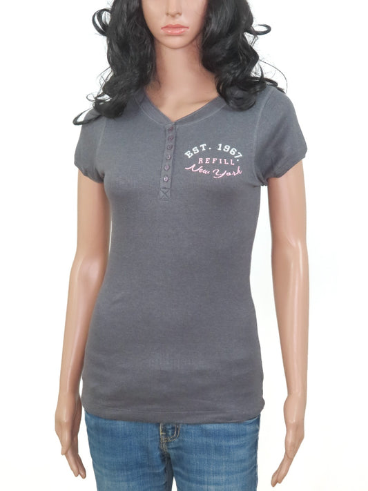 Ladies Henley Neck T Shirt