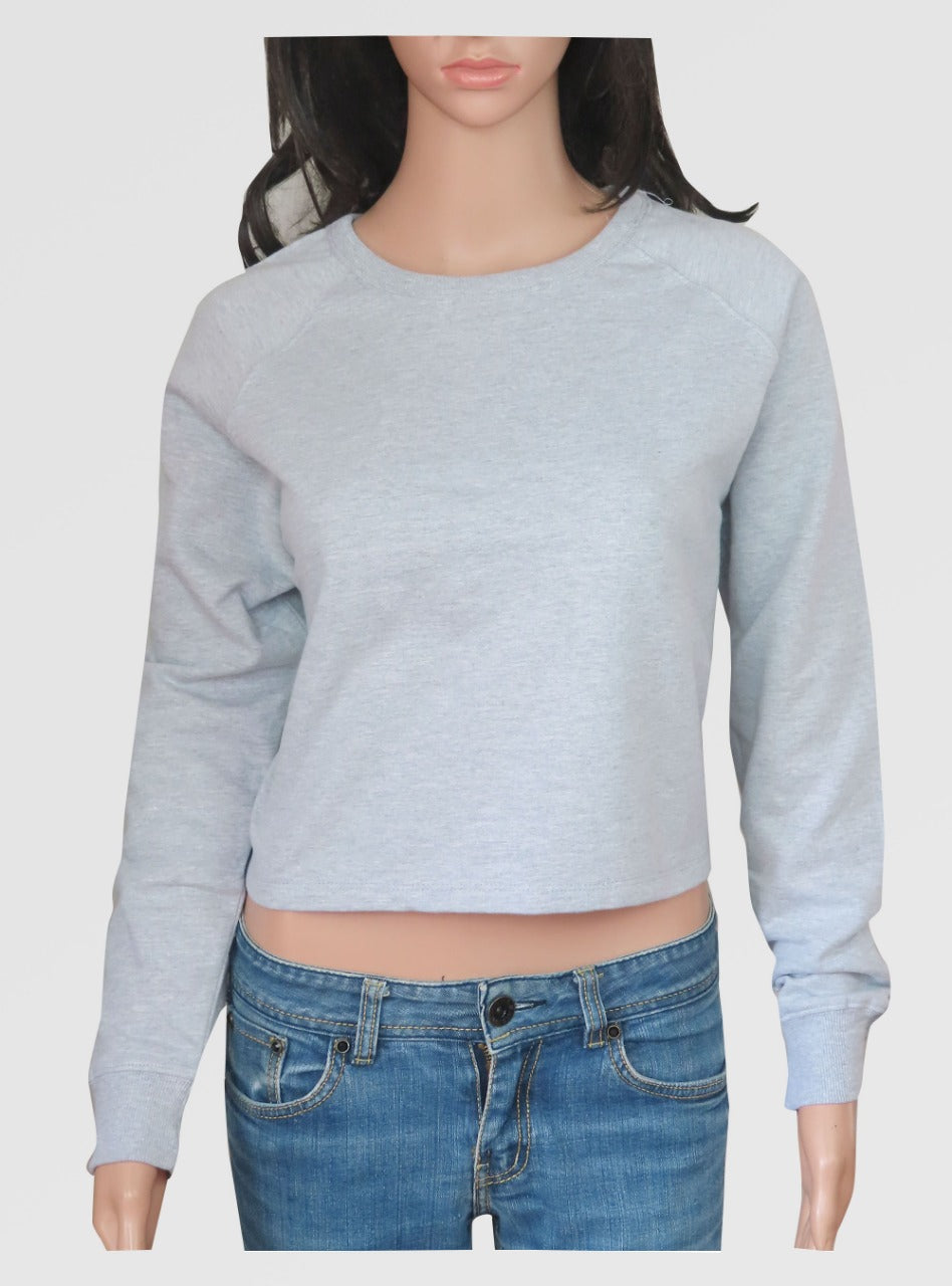 Ladies Fleece Pullover Cropped Sweatshirt