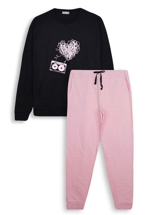 Ladies Winter Black Pyjama Sets