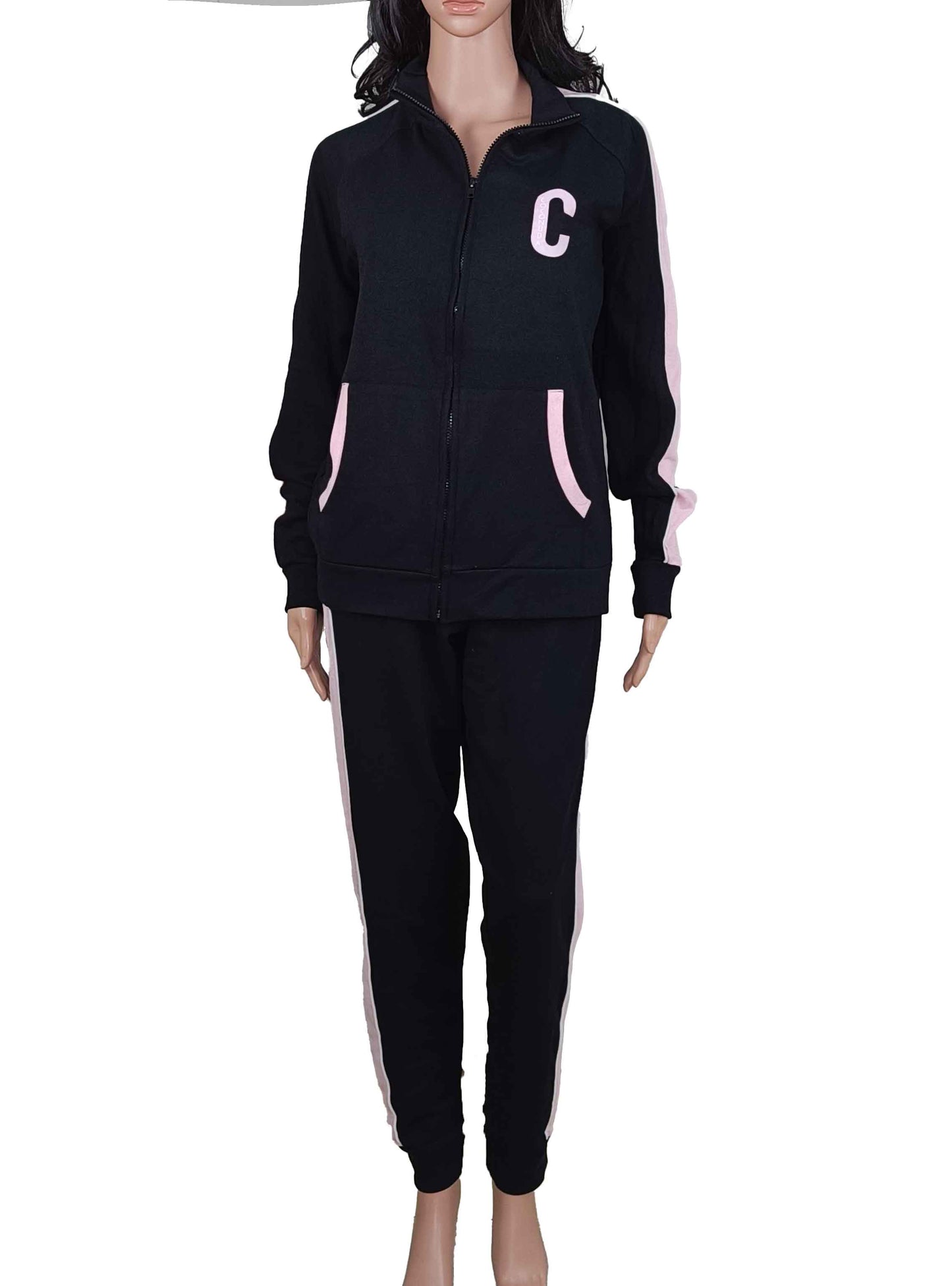 Ladies Winter 2 Pc Full Zipper Set Black