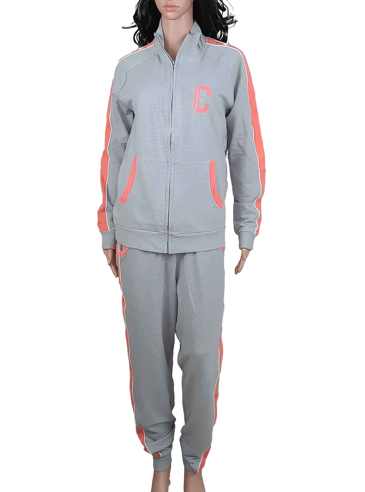 Ladies Winter 2 Pc Full Zipper Set Grey