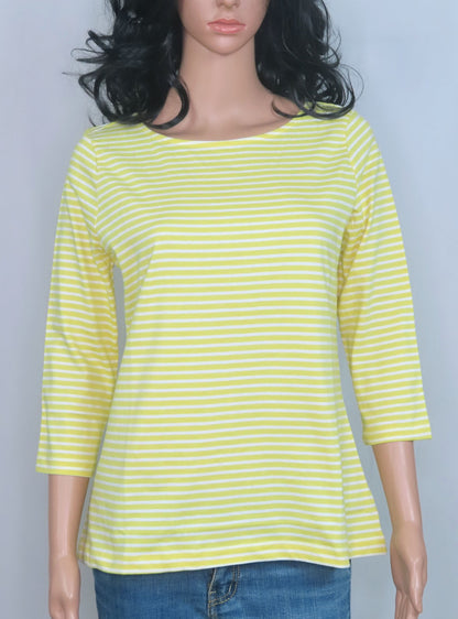 Womens Striped 3/4th Sleeve T Shirt