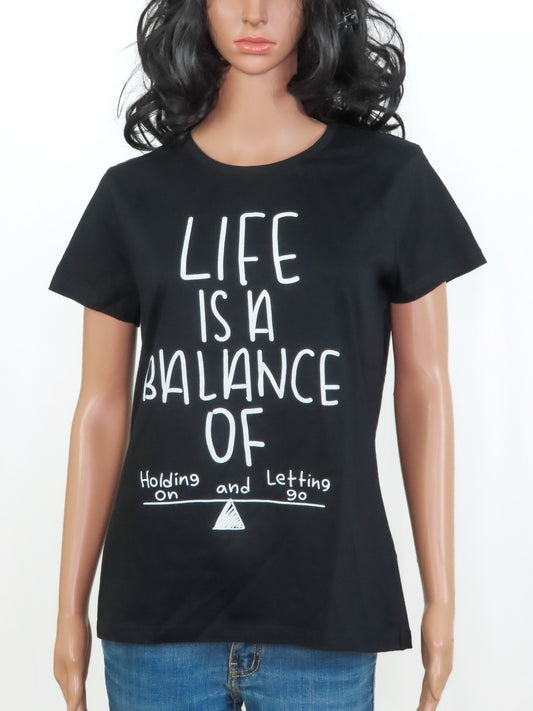 Ladies Printed T Shirt Black