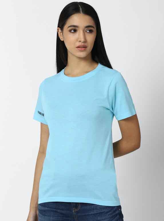 Ladies Crew Neck Aqua T Shirt