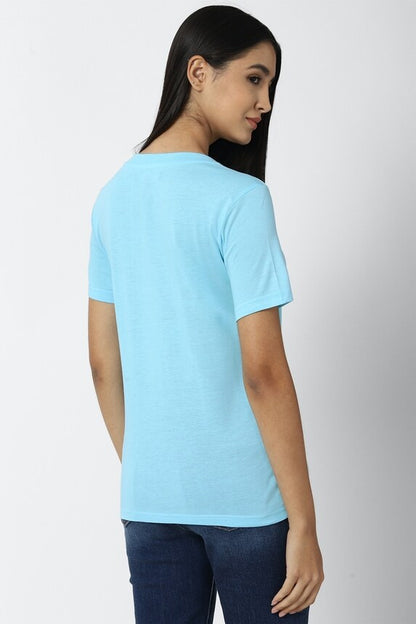 Ladies Crew Neck Aqua T Shirt