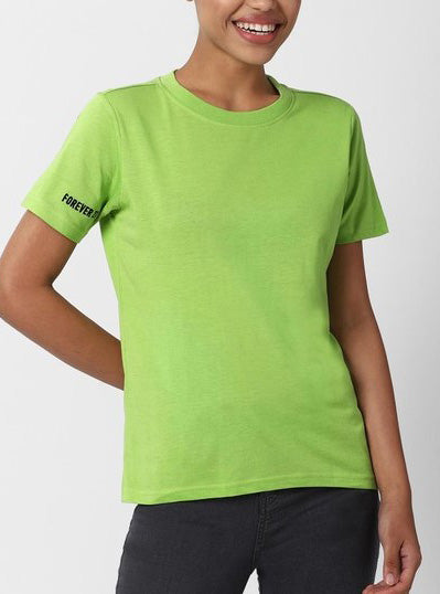 Ladies Crew Neck Green T Shirt