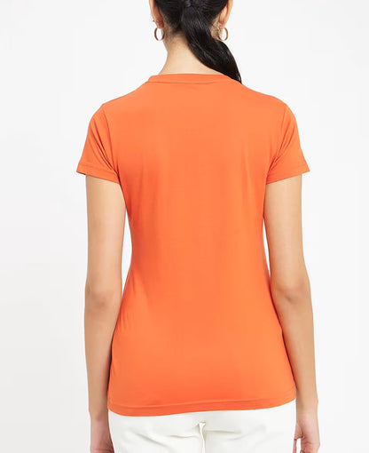 Ladies Crew Neck Orange T Shirt