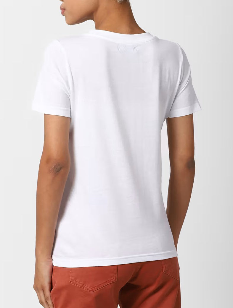 Ladies Crew Neck White T Shirt