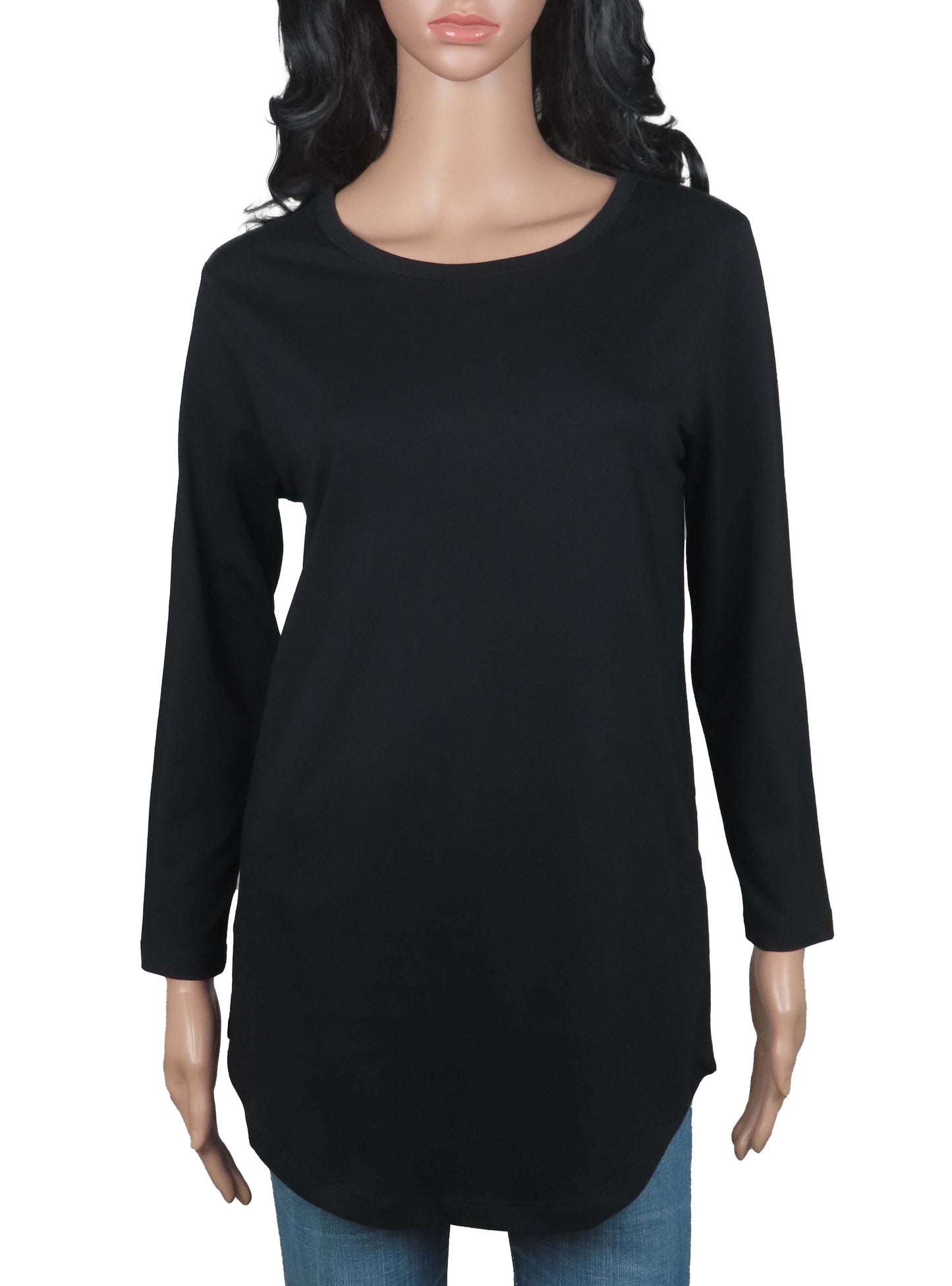 Ladies 3/4th Sleeve Black T Shirt