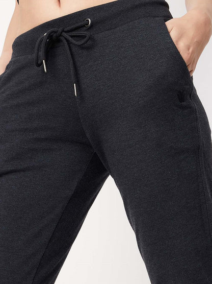 Ladies Solid Charcoal Track Pant