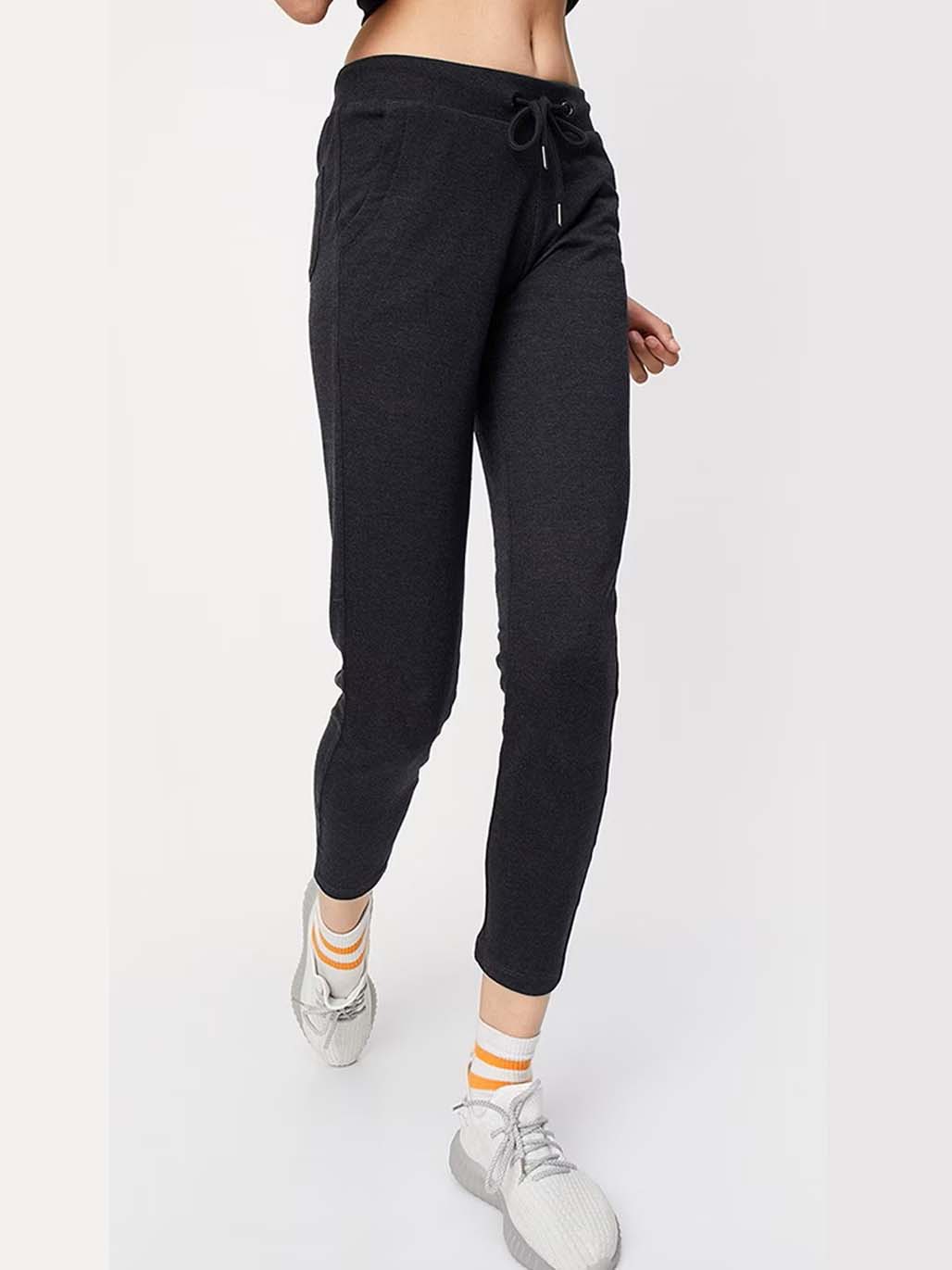 Ladies Solid Charcoal Track Pant