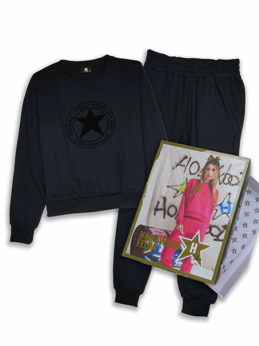 Womens Jogging Sets Sweatshirt and Jogger Black