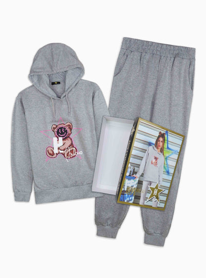 Womens Jogging Set Sweatshirt and Jogger Grey Melange