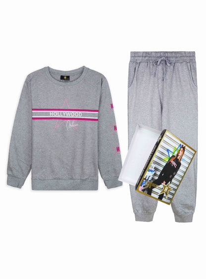 Ladies Jogging Set Grey Melange