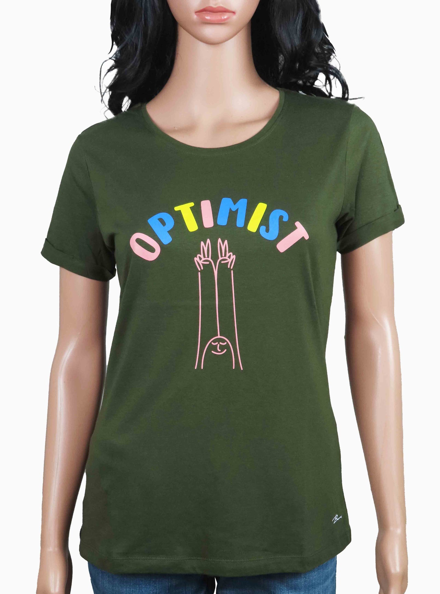 Ladies Printed Olive T Shirt