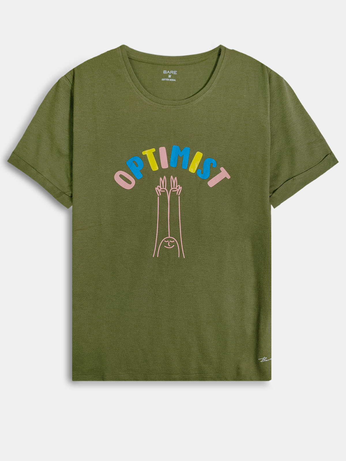 Ladies Printed Olive T Shirt