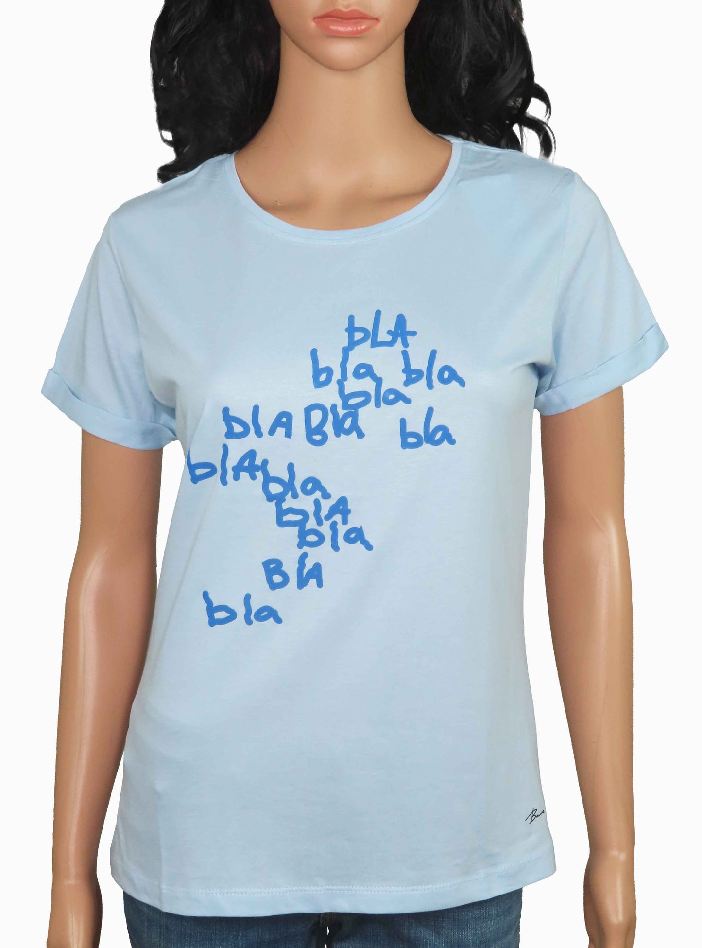 Ladies Printed Sky Blue T Shirt