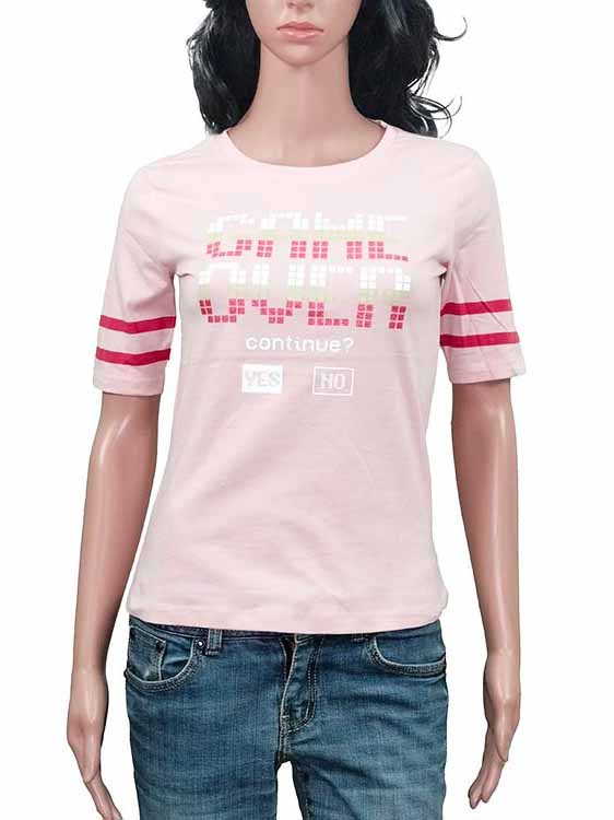 Ladies Printed Pink T Shirt