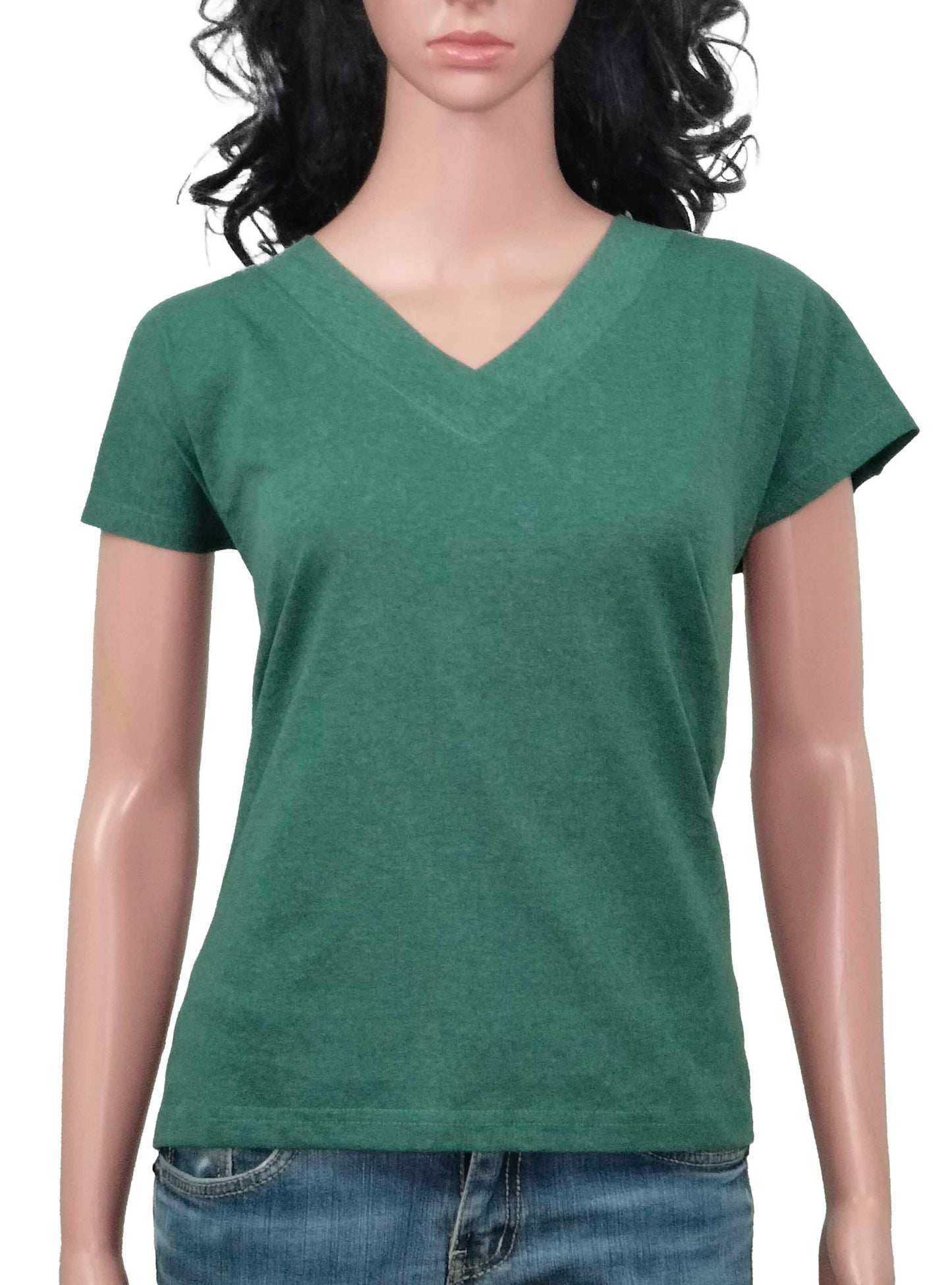 Ladies V Neck Green T Shirt