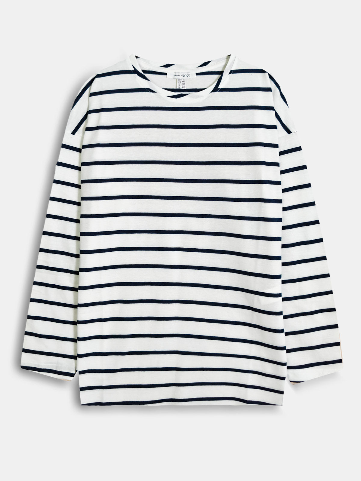 Ladies Striped Long Sleeve White Top