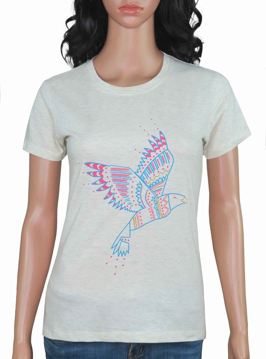 Ladies Ecru Printed T Shirt