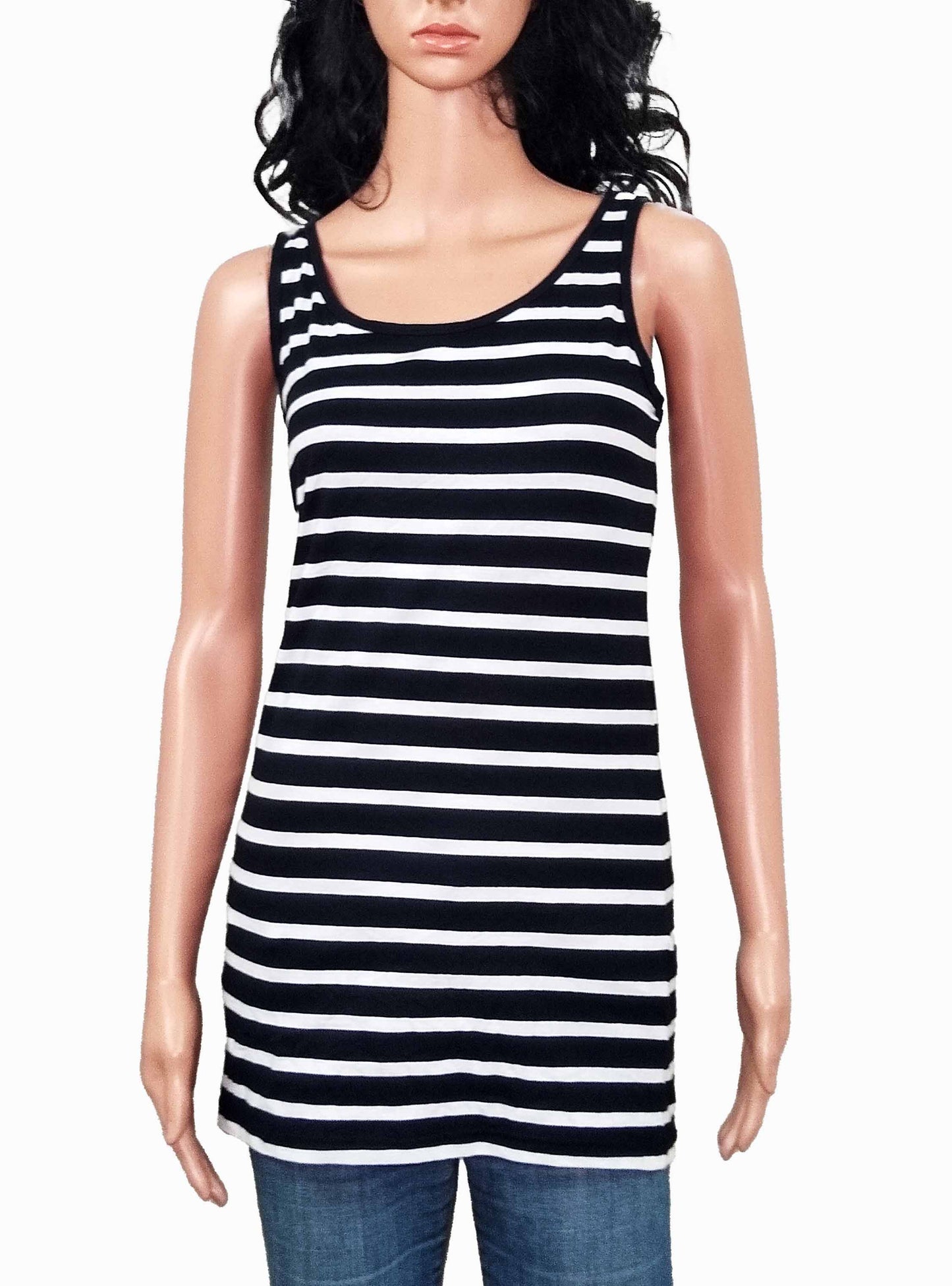 Ladies White Striped Long Tunic