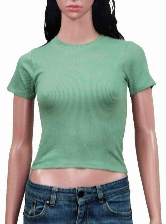 Ladies Viscose Green Crop Top